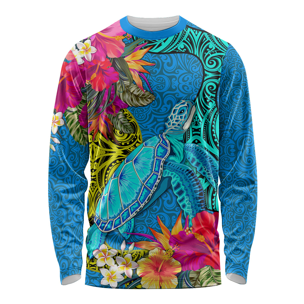 polynesian-long-sleeve-shirt-the-turtle-jung-flower-with-maori-pattern-ethnic-style