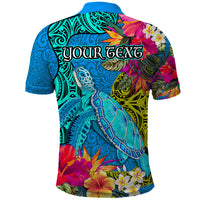 Custom Polynesian Polo Shirt The Turtle Jung Flower with Maori Pattern Ethnic Style LT03 - Polynesian Pride