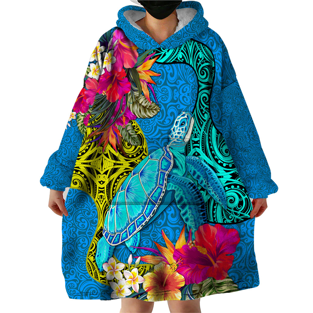 custom-polynesian-wearable-blanket-hoodie-the-turtle-jung-flower-with-maori-pattern-ethnic-style