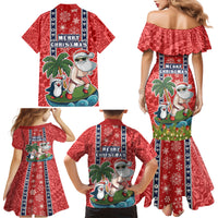 Hawaii Christmas Family Matching Mermaid Dress and Hawaiian Shirt The Santa Surfing Hawaii Xmas Style LT03 - Polynesian Pride