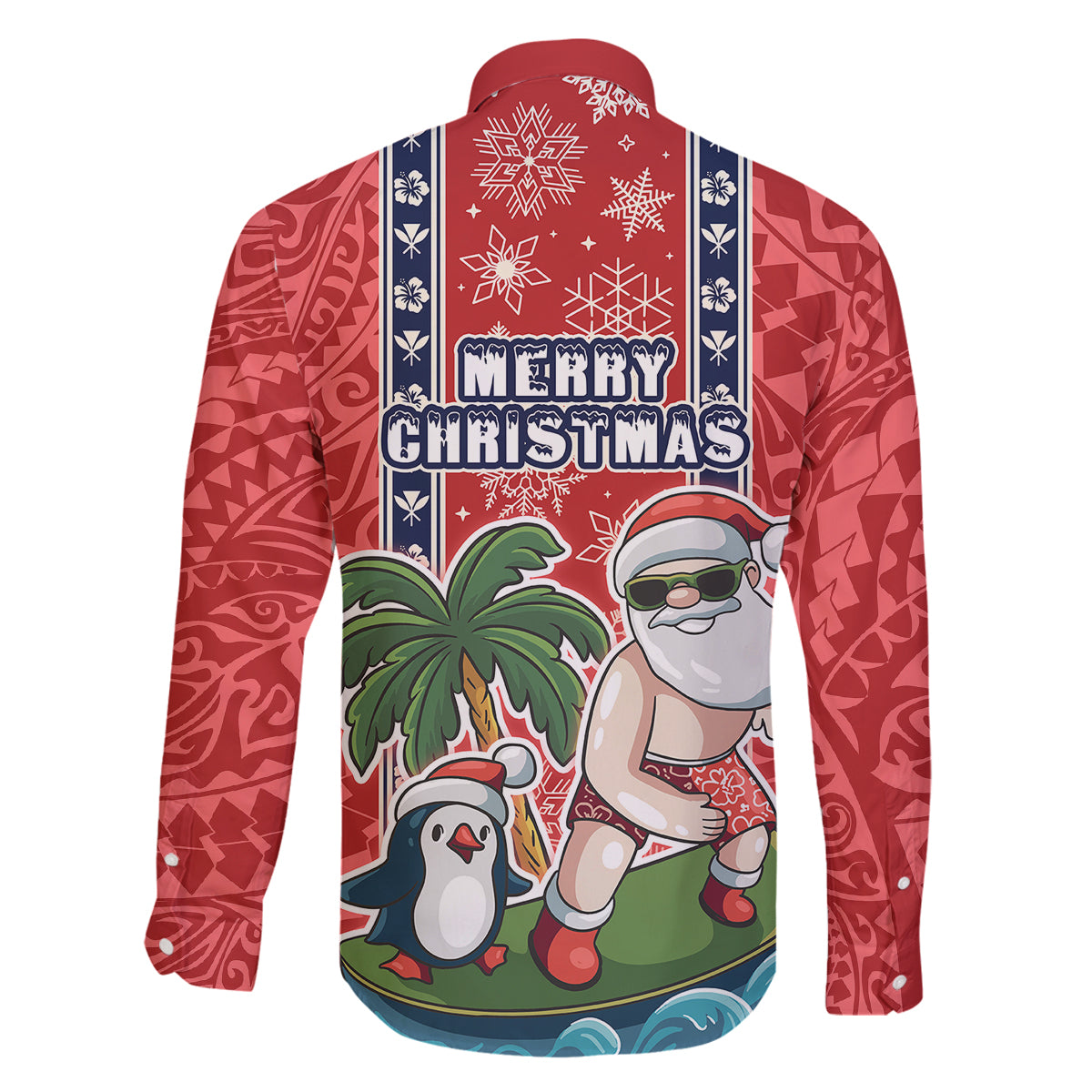 Hawaii Christmas Family Matching Mermaid Dress and Hawaiian Shirt The Santa Surfing Hawaii Xmas Style LT03 - Polynesian Pride