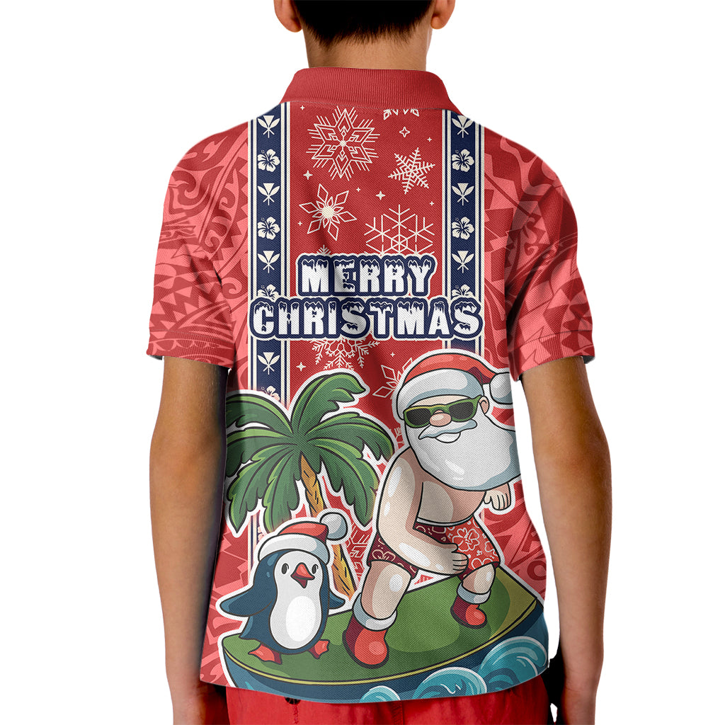 Hawaii Christmas Kid Polo Shirt The Santa Surfing Hawaii Xmas Style LT03 - Polynesian Pride
