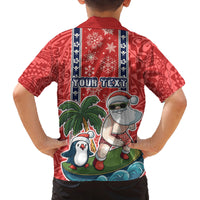 Custom Hawaii Christmas Family Matching Off Shoulder Maxi Dress and Hawaiian Shirt The Santa Surfing Hawaii Xmas Style LT03 - Polynesian Pride