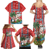 Custom Hawaii Christmas Family Matching Summer Maxi Dress and Hawaiian Shirt The Santa Surfing Hawaii Xmas Style LT03 - Polynesian Pride