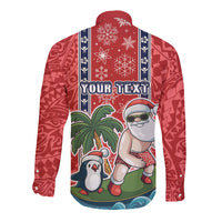 Custom Hawaii Christmas Long Sleeve Button Shirt The Santa Surfing Hawaii Xmas Style LT03 - Polynesian Pride