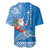 Hawaii Mele Kalikimaka Baseball Jersey Santa Riding The DolPhin Mix Kakau Pattern Blue Style LT03 - Polynesian Pride