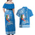 Hawaii Mele Kalikimaka Couples Matching Off Shoulder Maxi Dress and Hawaiian Shirt Santa Riding The DolPhin Mix Kakau Pattern Blue Style LT03 - Polynesian Pride
