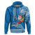 Hawaii Mele Kalikimaka Hoodie Santa Riding The DolPhin Mix Kakau Pattern Blue Style LT03 Pullover Hoodie Blue - Polynesian Pride