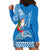 Hawaii Mele Kalikimaka Hoodie Dress Santa Riding The DolPhin Mix Kakau Pattern Blue Style LT03 - Polynesian Pride