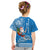 Hawaii Mele Kalikimaka Kid T Shirt Santa Riding The DolPhin Mix Kakau Pattern Blue Style LT03 - Polynesian Pride