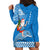 Custom Hawaii Mele Kalikimaka Hoodie Dress Santa Riding The DolPhin Mix Kakau Pattern Blue Style LT03 - Polynesian Pride