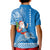 Custom Hawaii Mele Kalikimaka Kid Polo Shirt Santa Riding The DolPhin Mix Kakau Pattern Blue Style LT03 - Polynesian Pride