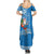 Custom Hawaii Mele Kalikimaka Summer Maxi Dress Santa Riding The DolPhin Mix Kakau Pattern Blue Style LT03 - Polynesian Pride