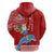 Hawaii Mele Kalikimaka Hoodie Santa Riding The DolPhin Mix Kakau Pattern Red Style LT03 - Polynesian Pride