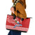 Hawaii Mele Kalikimaka Leather Tote Bag Santa Riding The DolPhin Mix Kakau Pattern Red Style LT03 Red - Polynesian Pride