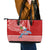 Hawaii Mele Kalikimaka Leather Tote Bag Santa Riding The DolPhin Mix Kakau Pattern Red Style LT03 - Polynesian Pride