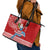 Hawaii Mele Kalikimaka Leather Tote Bag Santa Riding The DolPhin Mix Kakau Pattern Red Style LT03 - Polynesian Pride