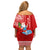 Hawaii Mele Kalikimaka Off Shoulder Short Dress Santa Riding The DolPhin Mix Kakau Pattern Red Style LT03 - Polynesian Pride