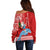 Hawaii Mele Kalikimaka Off Shoulder Sweater Santa Riding The DolPhin Mix Kakau Pattern Red Style LT03 - Polynesian Pride