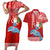 Custom Hawaii Mele Kalikimaka Couples Matching Short Sleeve Bodycon Dress and Hawaiian Shirt Santa Riding The DolPhin Mix Kakau Pattern Red Style LT03 Red - Polynesian Pride