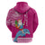 Hawaii Mele Kalikimaka Hoodie Santa Riding The DolPhin Mix Kakau Pattern Pink Style LT03 - Polynesian Pride