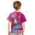 Hawaii Mele Kalikimaka Kid T Shirt Santa Riding The DolPhin Mix Kakau Pattern Pink Style LT03 - Polynesian Pride