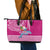 Hawaii Mele Kalikimaka Leather Tote Bag Santa Riding The DolPhin Mix Kakau Pattern Pink Style LT03 - Polynesian Pride