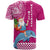 Hawaii Mele Kalikimaka T Shirt Santa Riding The DolPhin Mix Kakau Pattern Pink Style LT03 - Polynesian Pride