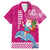 Custom Hawaii Mele Kalikimaka Family Matching Mermaid Dress and Hawaiian Shirt Santa Riding The DolPhin Mix Kakau Pattern Pink Style LT03 Dad's Shirt - Short Sleeve Pink - Polynesian Pride