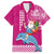 Custom Hawaii Mele Kalikimaka Hawaiian Shirt Santa Riding The DolPhin Mix Kakau Pattern Pink Style LT03 Pink - Polynesian Pride