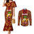 Hawaii Couples Matching Mermaid Dress and Long Sleeve Button Shirt Aloha Funny Pineapple Mix Kakau Hawaiian Tribal LT03 Red - Polynesian Pride
