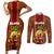 Hawaii Couples Matching Short Sleeve Bodycon Dress and Long Sleeve Button Shirt Aloha Funny Pineapple Mix Kakau Hawaiian Tribal LT03 Red - Polynesian Pride