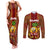 Hawaii Couples Matching Tank Maxi Dress and Long Sleeve Button Shirt Aloha Funny Pineapple Mix Kakau Hawaiian Tribal LT03 Red - Polynesian Pride