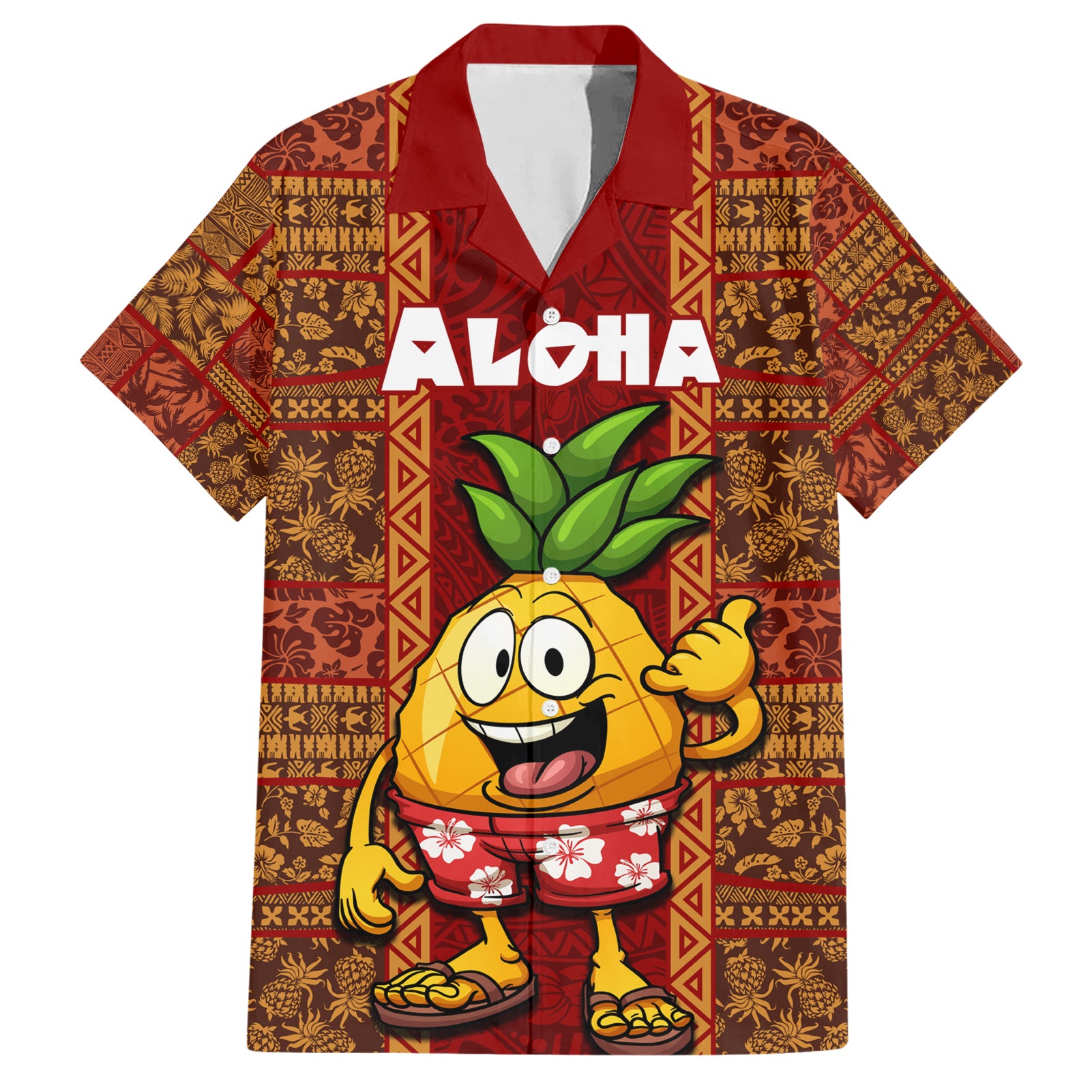 Hawaii Hawaiian Shirt Aloha Funny Pineapple Mix Kakau Hawaiian Tribal LT03 Red - Polynesian Pride