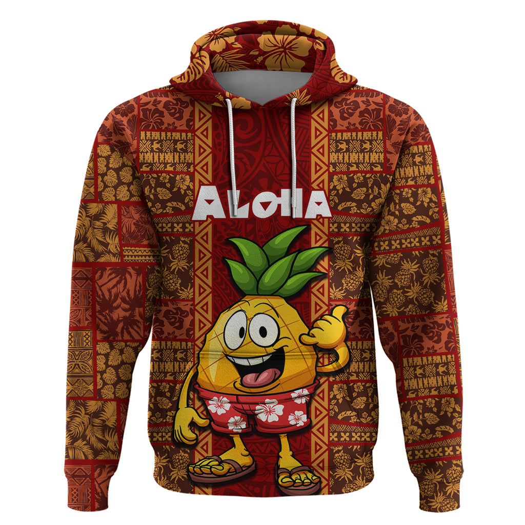 Hawaii Hoodie Aloha Funny Pineapple Mix Kakau Hawaiian Tribal LT03 Pullover Hoodie Red - Polynesian Pride