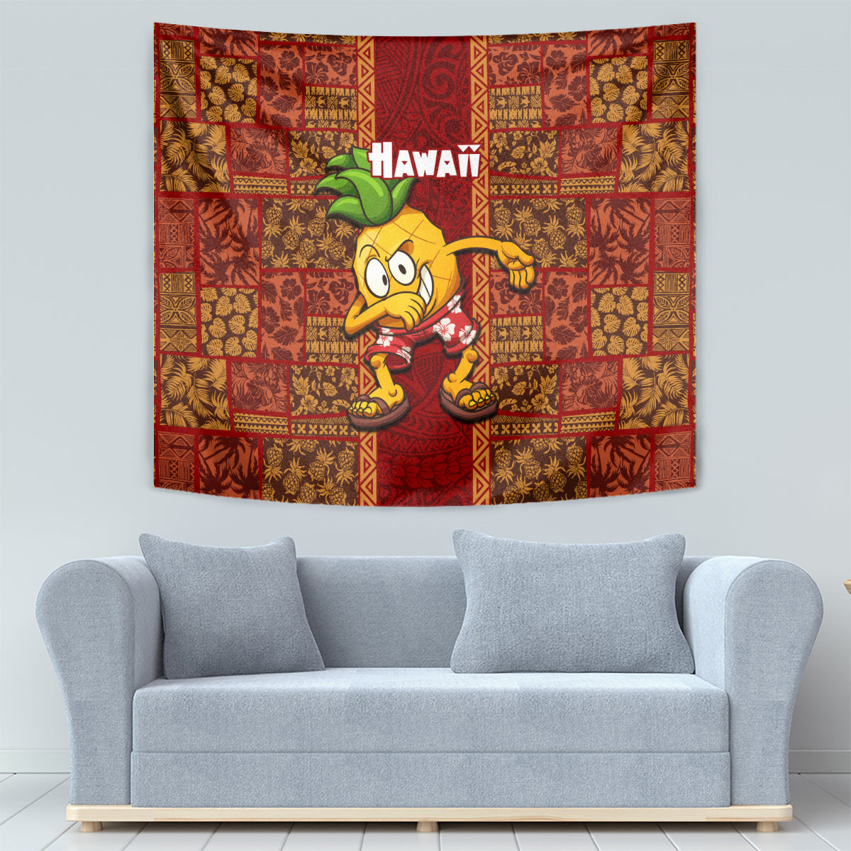 Hawaii Tapestry Aloha Funny Pineapple Mix Kakau Hawaiian Tribal LT03 - Polynesian Pride