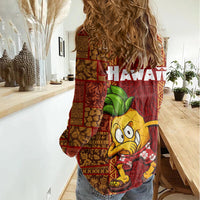 Hawaii Women Casual Shirt Aloha Funny Pineapple Mix Kakau Hawaiian Tribal LT03 - Polynesian Pride