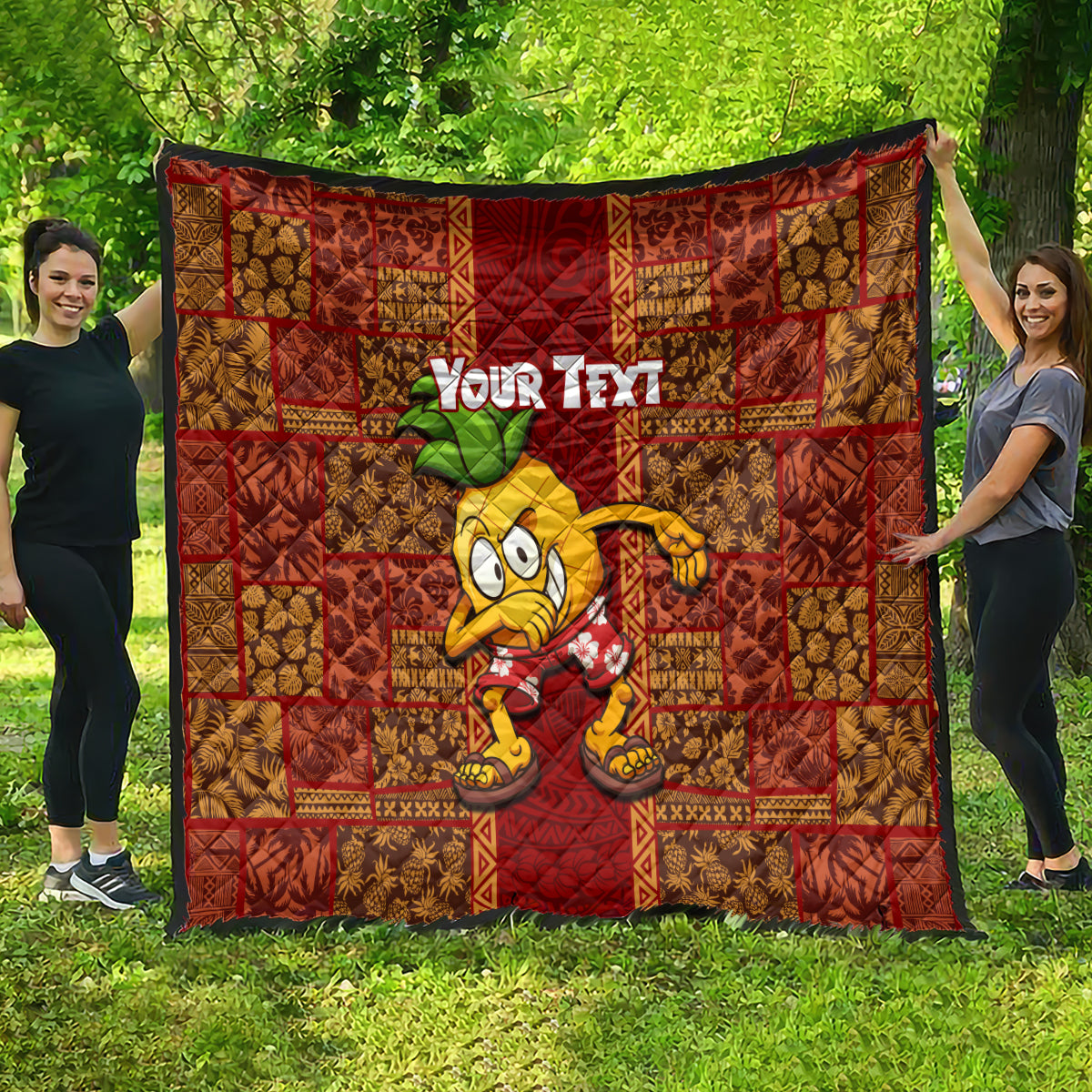 Custom Hawaii Quilt Aloha Funny Pineapple Mix Kakau Hawaiian Tribal LT03 - Polynesian Pride
