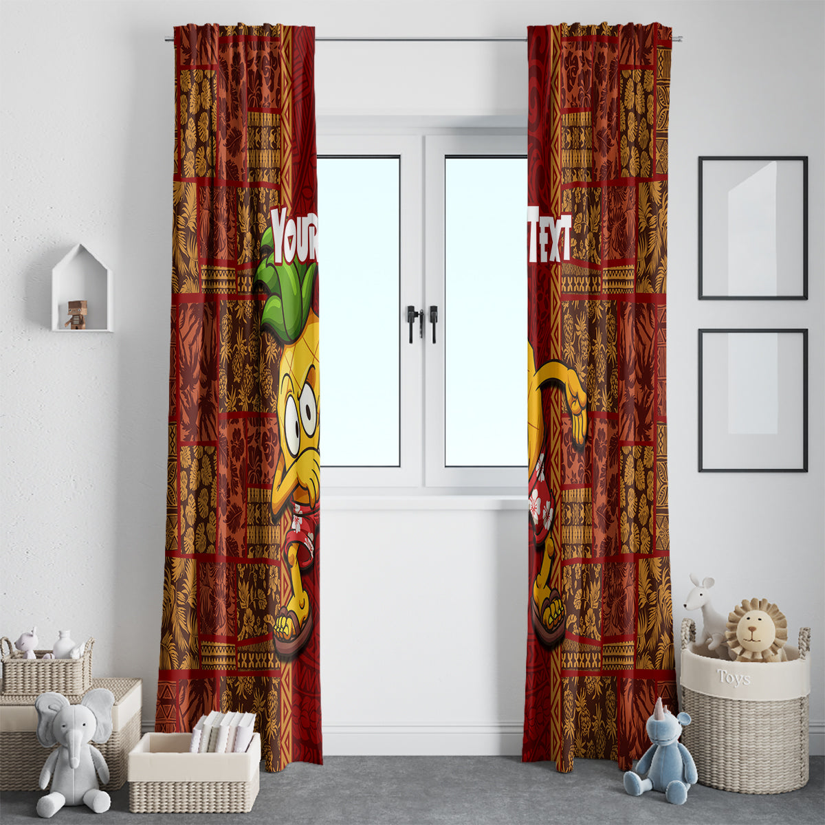 Custom Hawaii Window Curtain Aloha Funny Pineapple Mix Kakau Hawaiian Tribal LT03 - Polynesian Pride
