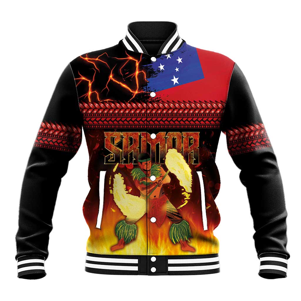Samoan Siva Afi Baseball Jacket Tribal Performers of Samoan Fire Knife Dancing
