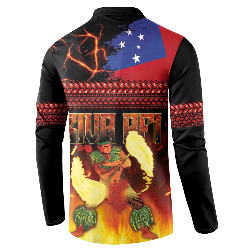 Samoan Siva Afi Button Sweatshirt Tribal Performers of Samoan Fire Knife Dancing