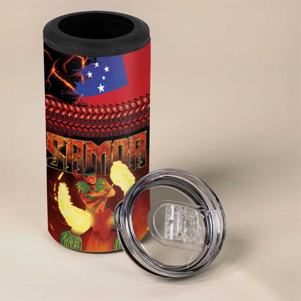 Samoan Siva Afi 4 in 1 Can Cooler Tumbler Tribal Performers of Samoan Fire Knife Dancing