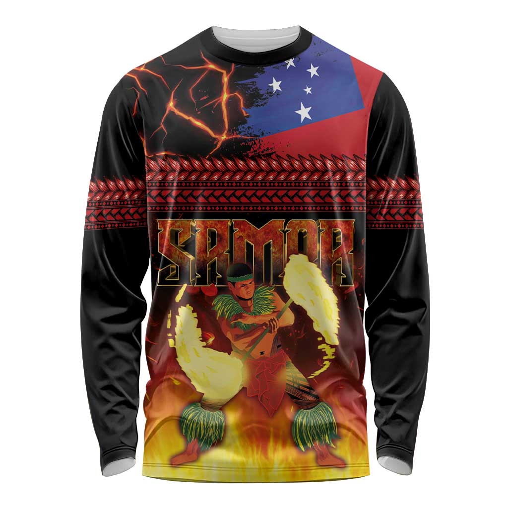 Samoan Siva Afi Long Sleeve Shirt Tribal Performers of Samoan Fire Knife Dancing