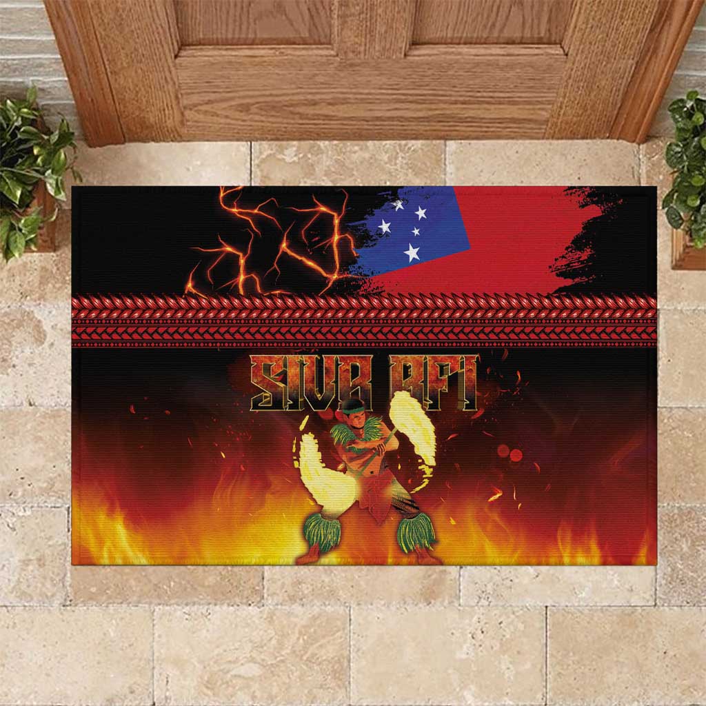 Samoan Siva Afi Rubber Doormat Tribal Performers of Samoan Fire Knife Dancing