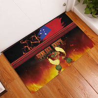 Samoan Siva Afi Rubber Doormat Tribal Performers of Samoan Fire Knife Dancing