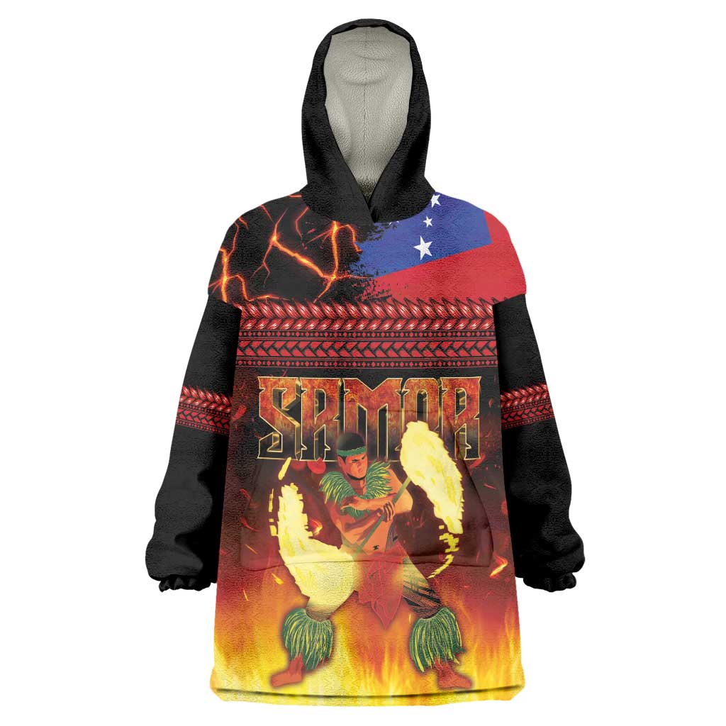 Samoan Siva Afi Wearable Blanket Hoodie Tribal Performers of Samoan Fire Knife Dancing