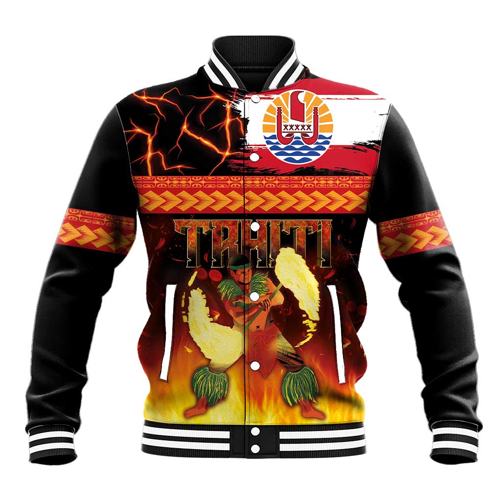 Tahitian Siva Afi Baseball Jacket Tribal Performers of Tahitian Fire Knife Dancing