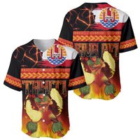 Tahitian Siva Afi Baseball Jersey Tribal Performers of Tahitian Fire Knife Dancing
