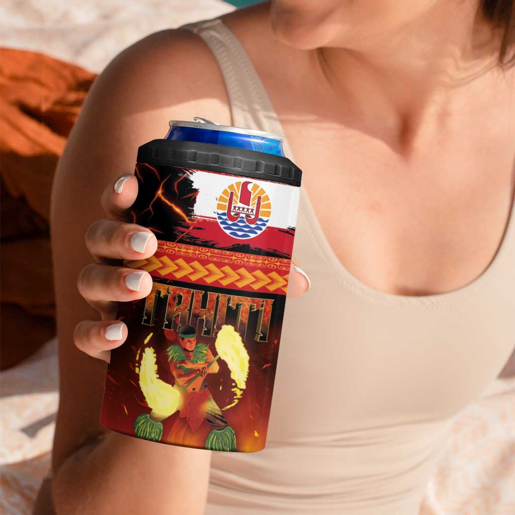 Tahitian Siva Afi 4 in 1 Can Cooler Tumbler Tribal Performers of Tahitian Fire Knife Dancing