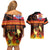 Tahitian Siva Afi Couples Matching Off Shoulder Short Dress and Hawaiian Shirt Tribal Performers of Tahitian Fire Knife Dancing